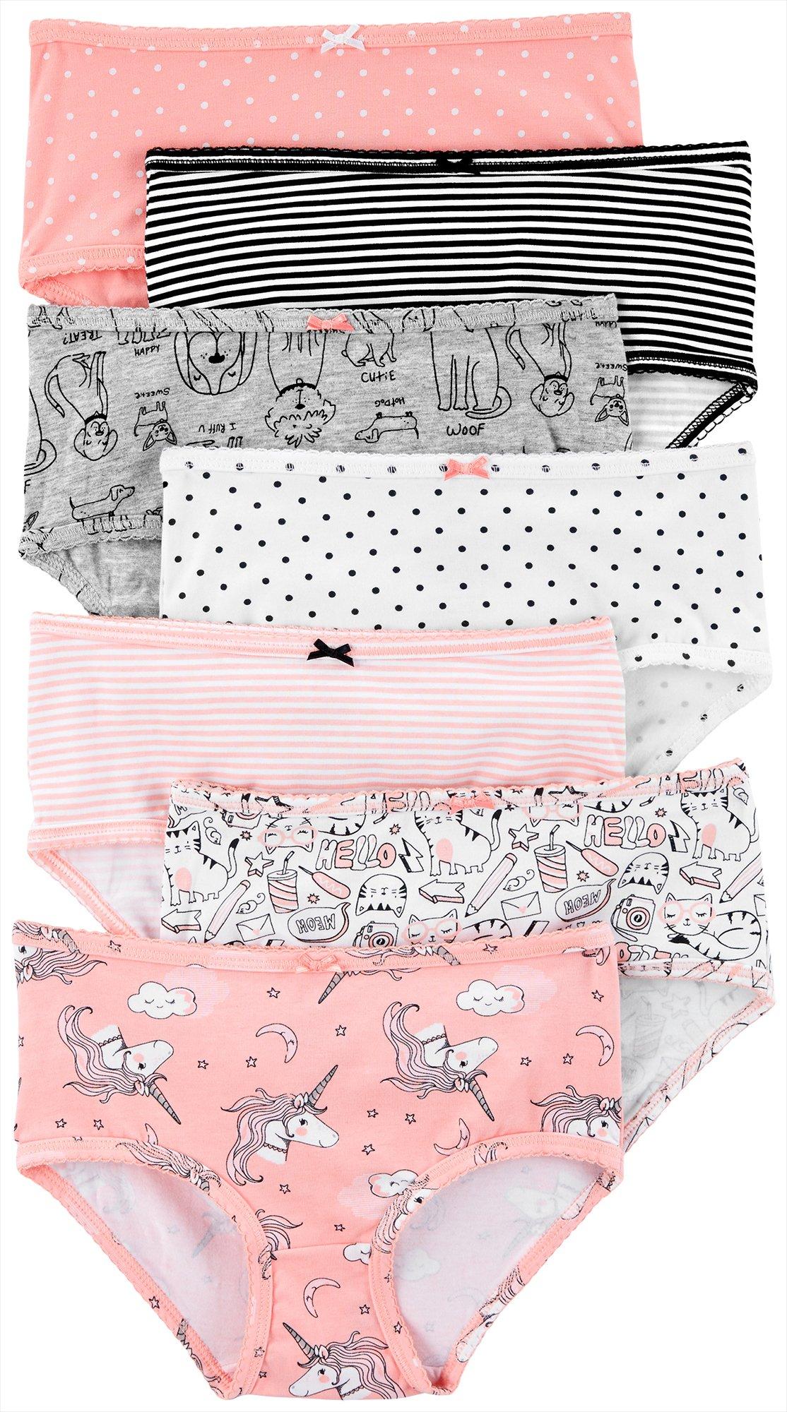 Girls Briefs Pink White Black Heart Print Knickers Underwear Pants 10 Pack